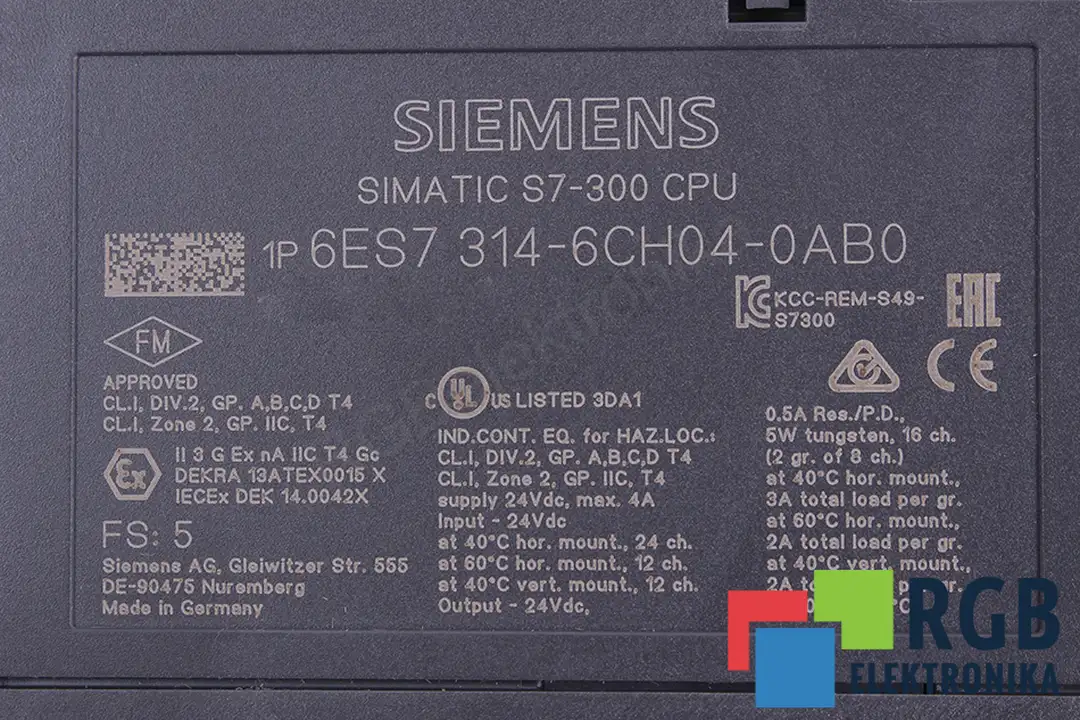 6es7314-6ch04-0ab0 SIEMENS repair