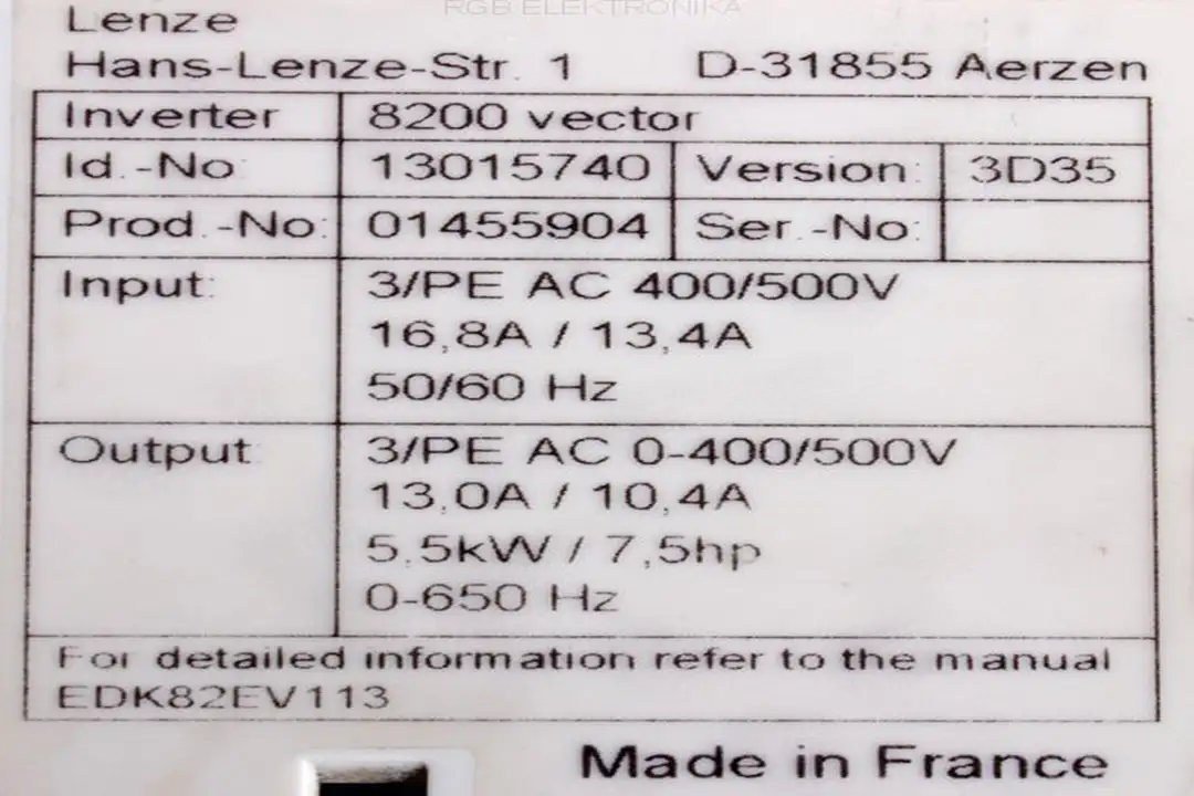e82ev552_4c-3d35-8200 LENZE repair
