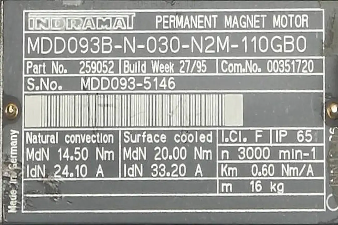 MDD093B-N-030-N2M-110GBO INDRAMAT