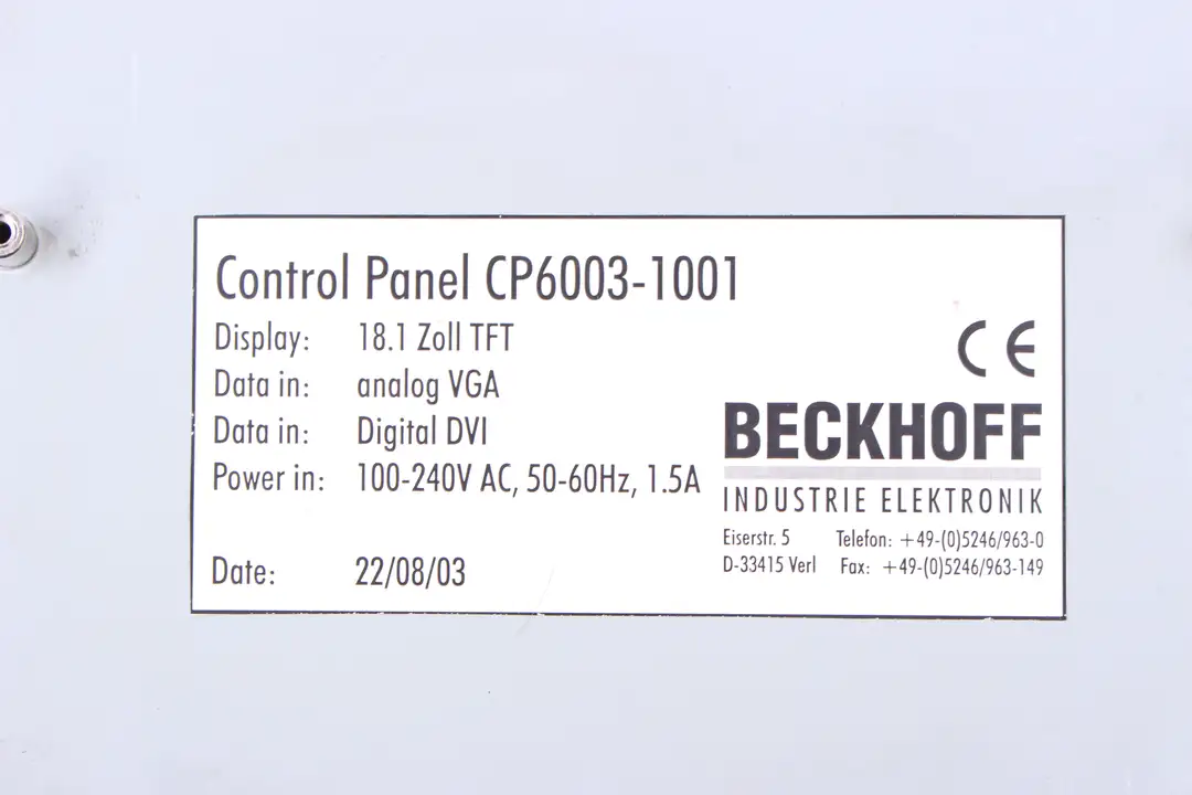 cp6003-1001 BECKHOFF repair