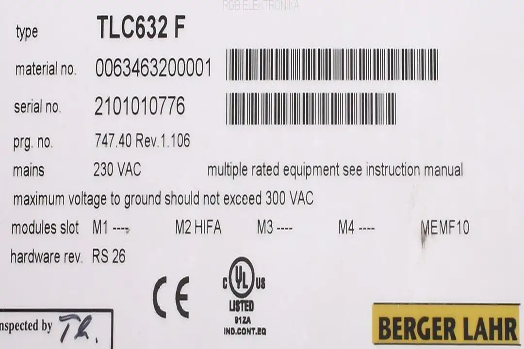 tlc632-f BERGER LAHR repair