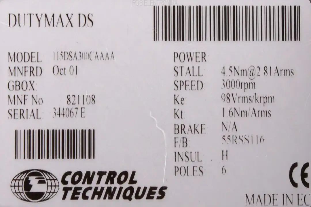 115dsa300caaaa CONTROL TECHNIQUES repair
